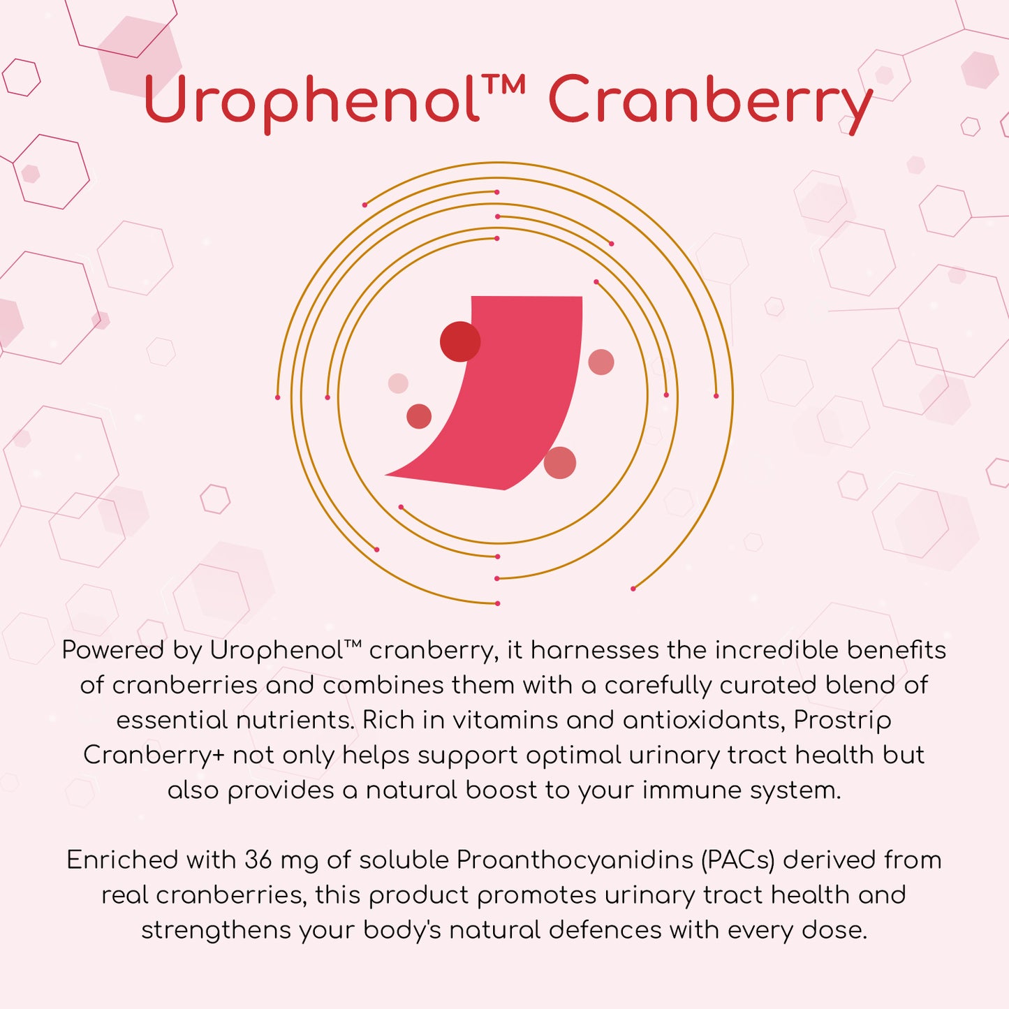 PROSTRIP®️ CRANBERRY+ Urophenol™ Providing 36 mg Proanthocyanidins (PACs) 30 Oral Vegan Strips – No water Needed