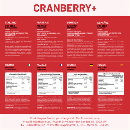 PROSTRIP®️ CRANBERRY+ Urophenol™ Providing 36 mg Proanthocyanidins (PACs) 30 Oral Vegan Strips – No water Needed