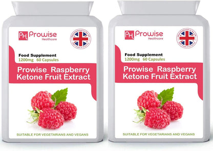 Raspberry Fruit Extract 1200mg - 60 Capsules x 2 Pack - UK Manufactured | GMP Standards by Prowise Healthcare